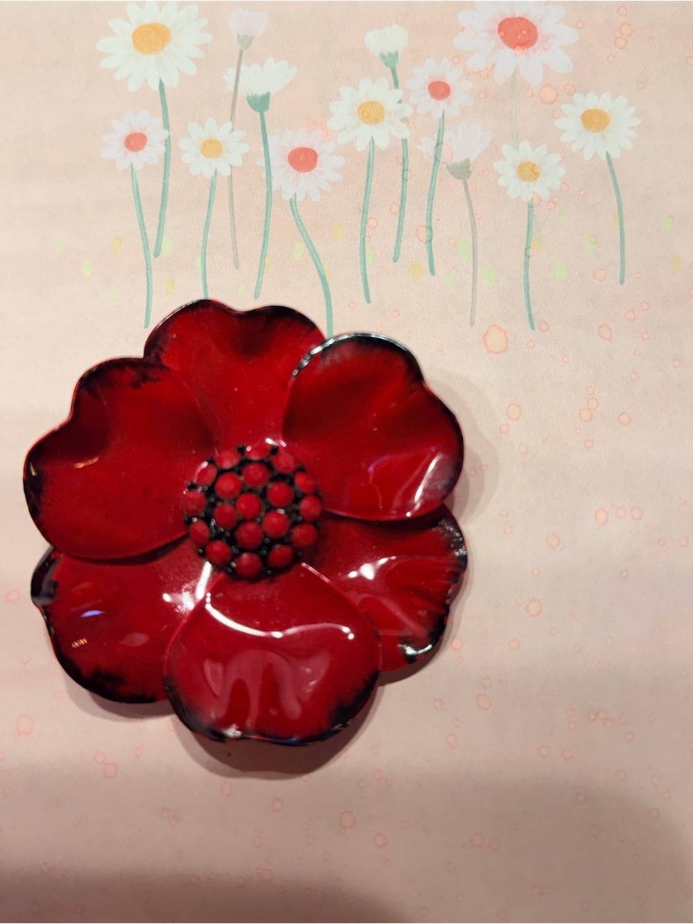 Red vibrant Enamel Brooch